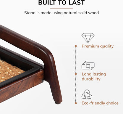 Anji Mountain Heavy Duty Waterproof Wooden Shoe Storage Mat Organizer/Boot Storage Tray Multi Use for Entryway with Coir, Gray and Ivory Insert, 1 Tier, Fits 2 Pair (26.5" Wide)