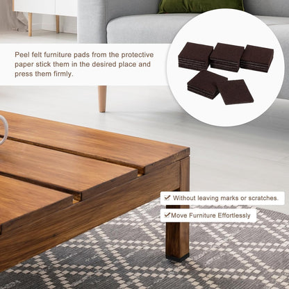 uxcell Furniture Pads, 16Pcs 2.5" - Square Self Adhesive Felt Furniture Pads, Floor Protectors for Furniture Feet Chairs Legs Hardwood Floors (Brown)