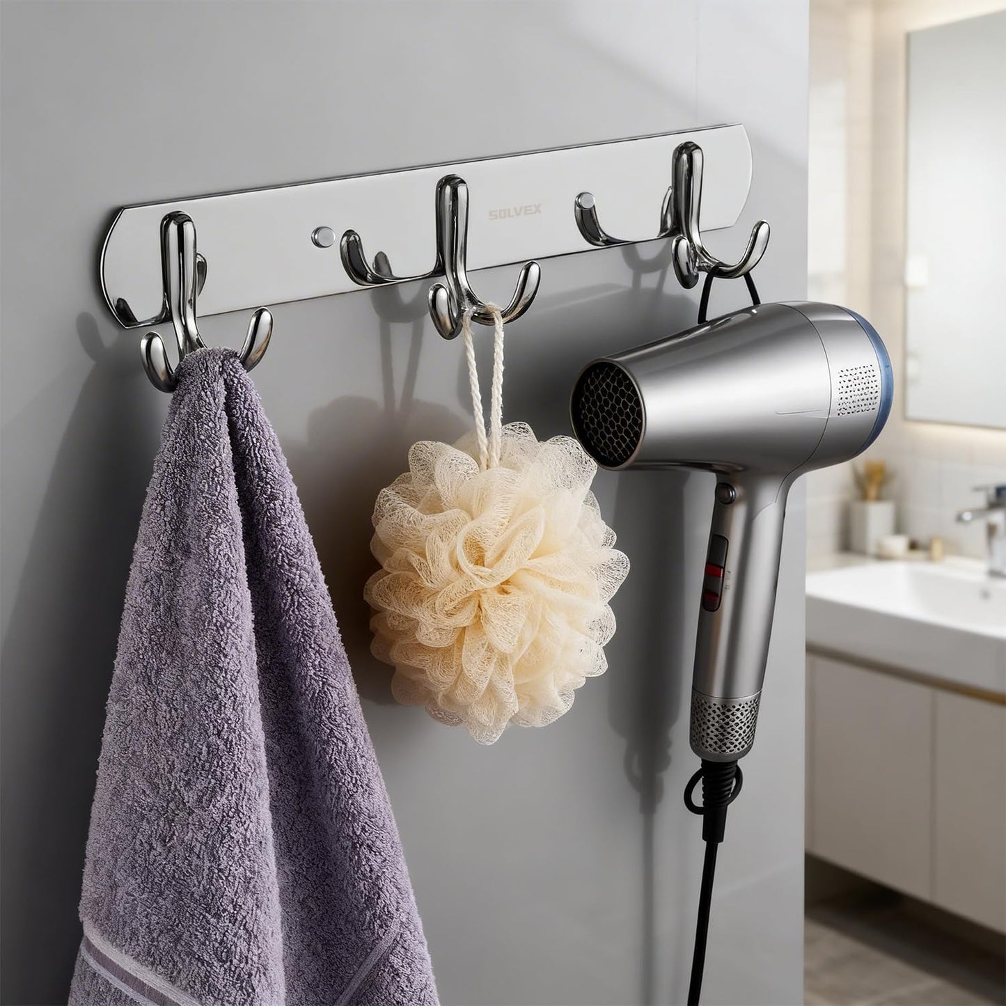 SOLVEX Coat Rack Wall Mount,2 Pack Coat Hooks Wall Mount, Hat Rack Key Holder Bag Hanger for Wall,Wall Hooks for Hanging,Purse Hanger Towel Hooks for Bathroom SP-60302-N