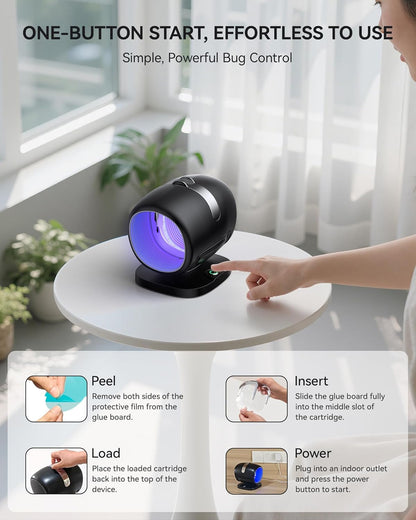Fruit Fly Traps for Indoors, Fly Trap Indoor Gnat Traps for Mosquitos, Gnats, Moths, Fruit Flies, Bug Catcher Bug Light & Sticky Glue with 6PCS Refills