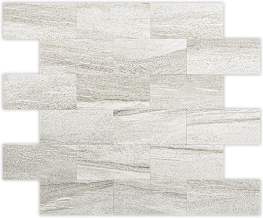 Art3d 10-Pack Peel and Stick Wall Tile for Backsplash, Stick on Stone Tile for Kitchen Bathroom Fireplace Vanitity in Stone Beige