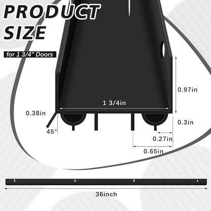 Lineshading 2 Sets Door Sweep Plastic PVC 1 3/4" x 36" Slide on Bottom Exterior Door Seal Strip for Weather Stripping Draft Stopper (Black)
