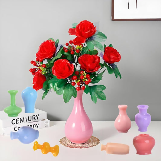 8pcs Ceramic Vase Miniature Potted Plant Display – Resin DIY Craft Ornaments with Realistic Elegant Design, Perfect for Flower Arrangements,Tabletop Décor,Living Room Decoration,and Floral Enthusiasts