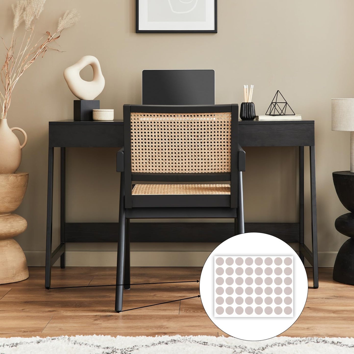 96pcs Felt Pads for Cabinet Door, 1.3cm/1/2in Round Thick Quite Small Cupboard Bumpers Self Adhesive Sticky Felt Dots Furniture Tools for Kitchen Furniture Floor Drawers Table Chair Legs Feet (Black)
