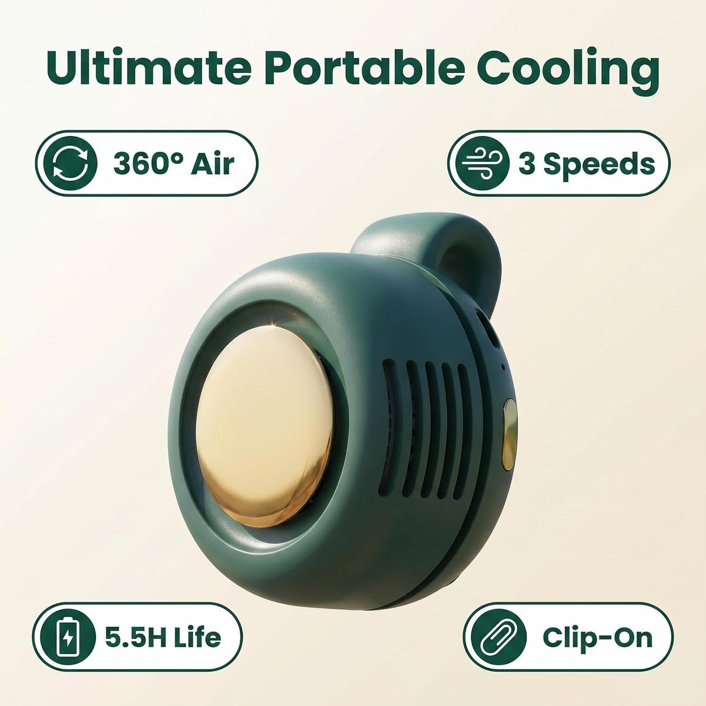 Portable Silent Bladeless Clip On Fan, Mini Fan With Clip, Rechargeable Personal Held Fans, Adjustable 3-Speed Suspended Waist Fans for Outdoor,Camping,Travel,Office (Pink)