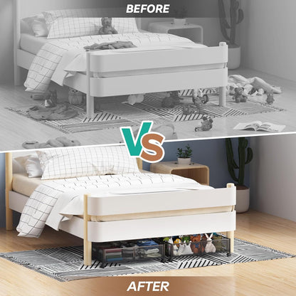 Under Bed Storage, Under the Bed Storage Containers with Wheels, Under Bed Shoe Storage Organizer Drawer for Bedroom Clothes Shoes Blankets -2Pack