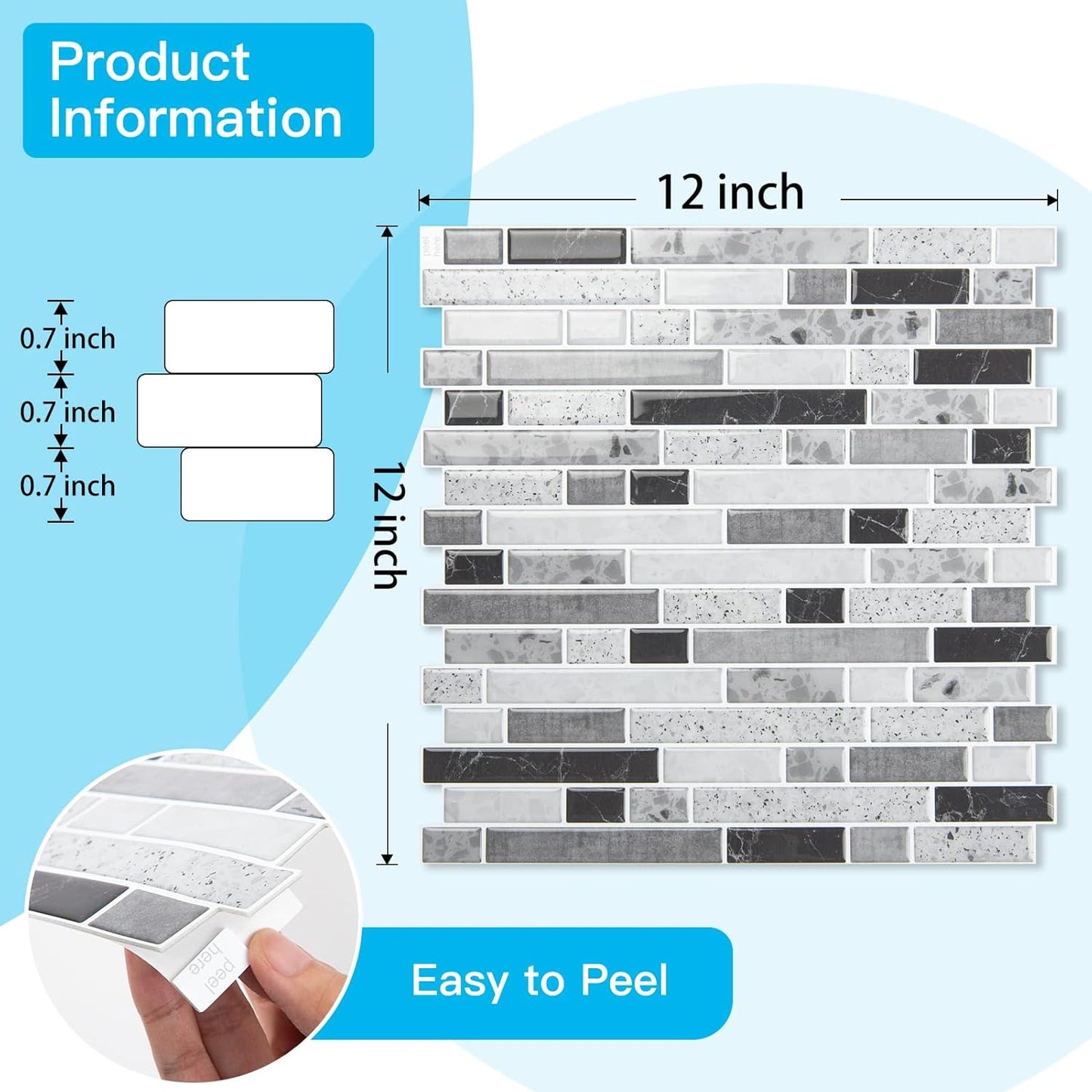 Art3d 10-Sheet Heavy-Duty Peel and Stick Backsplash, Waterproof Wall Tiles Stick on Kitchen Backsplash Living Space, Beige & White
