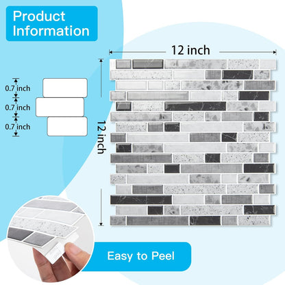 Art3d 10-Sheet Heavy-Duty Peel and Stick Backsplash, Waterproof Wall Tiles Stick on Kitchen Backsplash Living Space, Beige & White
