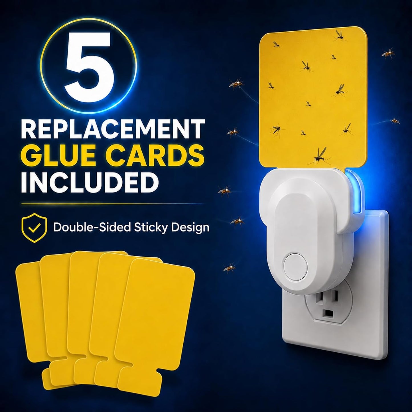 Flying Insect Trap Indoor Plug in, UV Light Fly Trap for Home | with 10 Sticky Glue Cards to Catch Fruit Flies, Gnats & Moths, Quiet Odor-Free Bug Catcher for Kitchen, Bedroom,Living Spaces