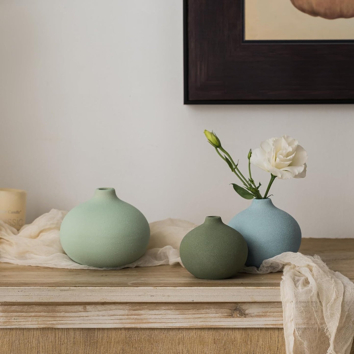 Ceramic Vase Set of 3, Bud Vases for Modern Farmhouse Home Decor, Cute Vases, Small Flower Vases for Dining Table Centerpieces,Living Room,Shelf,Mantel and Entryway Display