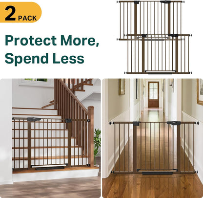 Cumbor 29.7-48" Baby Gate for Stairs, Mom's Choice Awards Winner-Dog Gate for Doorways, Auto Close Safety Pet Gate for Dogs Indoor, Easy Install Pressure Mounted Child Gate with Walk Thru Door, Brown