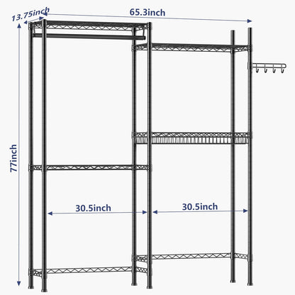 Golpart Over Washer and Dryer Shelves,Heavy Duty Laundry Room Storage Organization Clothes Drying Rack,5 Tier Adjustable Height Wire Shelving and Wire Basket with Hanger Rod&Hook,Space Saving Shelf