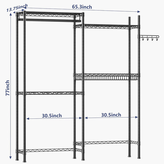 Golpart Over Washer and Dryer Shelves,Heavy Duty Laundry Room Storage Organization Clothes Drying Rack,5 Tier Adjustable Height Wire Shelving and Wire Basket with Hanger Rod&Hook,Space Saving Shelf
