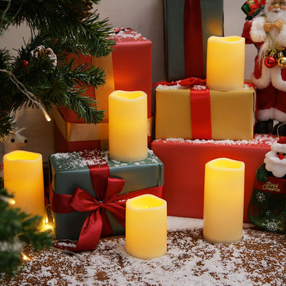 Homemory 3 Pack Flameless Candles, Outdoor Waterproof, Battery Operated LED Pillar Candles with Remote Control and Timer, Plastic, Long Lasting，4”5”6”