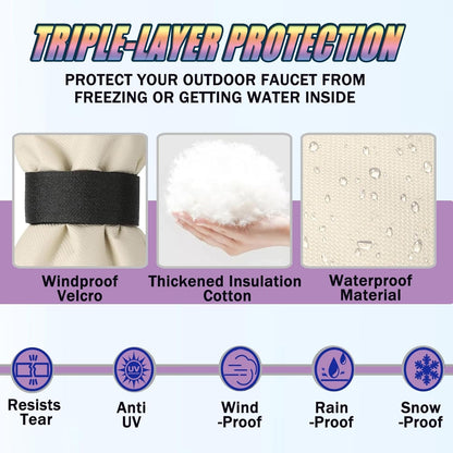 Outdoor Faucet Covers for Winter, 13" W x 25" H Outside Yard Hydrant Protector Socks Winter, Insulated Hose Bib Protector Cover, Spigot Pipe Cover Freeze Protection - Black