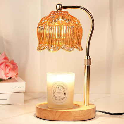 Funistree Flower Candle Warmer Lamp with Timer, Dimmable Candle Lamp Warmer, Christmas Birthday Gifts for Women Mom Her, Housewarming Home Decor, Lotus Wax Warmer for Yankee Candles - Lily Amber