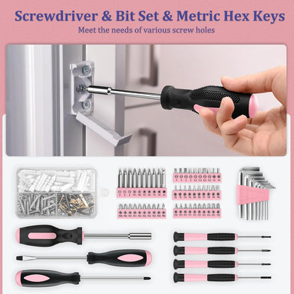 Sundpey Home Tool Kit 281-PCs - Portable Complete Basic Repair General Hand Tool Sets for Men Women - Full Tool Set with Socket Wrench Set & Screwdriver Set & Metric Hex Key & Pliers & Tool Box Case
