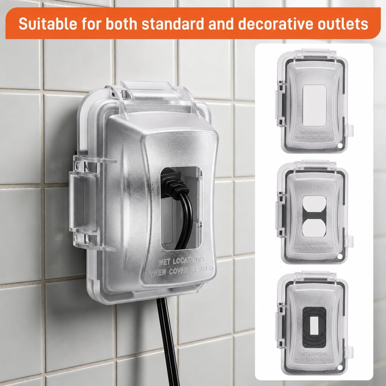 XNHTAI 1-Gang In-Use Weatherproof Outlet Cover, Outdoor Electrical Protective Cover, Horizontal or Vertical Use, Fits Decorator, Duplex Outlet and Toggle Switch, Clear