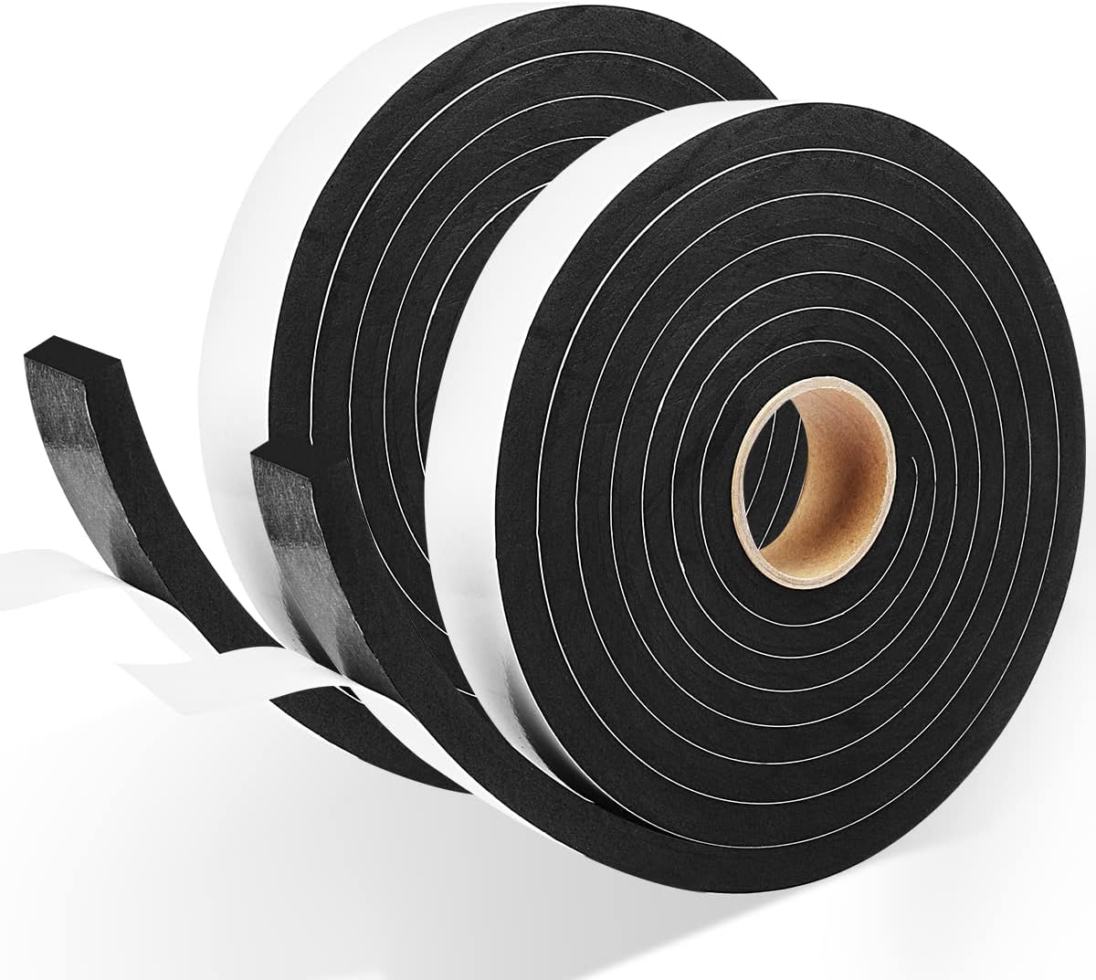 Seal Foam Tape,1/2 Inch W x 1/8 Inch T Weather Stripping for Door and Window,High Density Single Sided Closed Cell Door Insulation Weather Strip, 3 Rolls Total 50FT Black