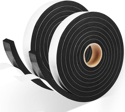 Seal Foam Tape,1/2 Inch W x 1/8 Inch T Weather Stripping for Door and Window,High Density Single Sided Closed Cell Door Insulation Weather Strip, 3 Rolls Total 50FT Black