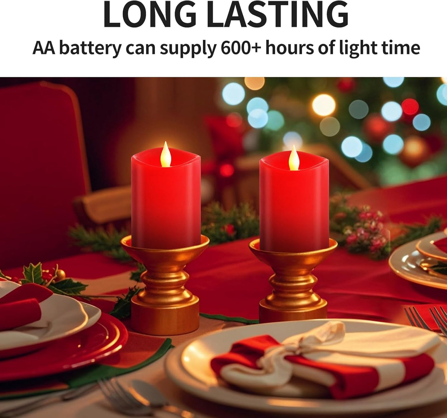 3x3 Flickering Flameless Candles Set of 2, 2AA Battery Life 600 Hours Battery Candles Flickering with Timer,3 inch Flameless Candles with Remote for Indoor/Outdoor, Ivory