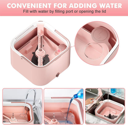 Spin Mop and Bucket Set with 2 Replaceable Microfiber Mop Pads with Self Separation Dirty and Clean Water System, Self Wringing 360° Rotating Square Mop Head for Hardwood Tile Marble Floors