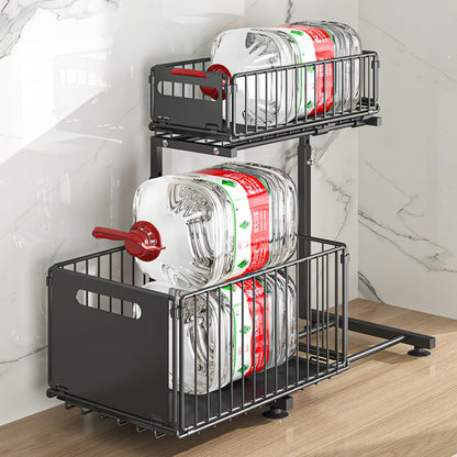 Under Sink Organizer, 2-Tier Multi-Use Kitchen and Bathroom Organizers and Storage, Slide Out Thickened Metal Under The Sink Organizer for Kitchen Bathroom Pantry (Style A White, 1 Pack)