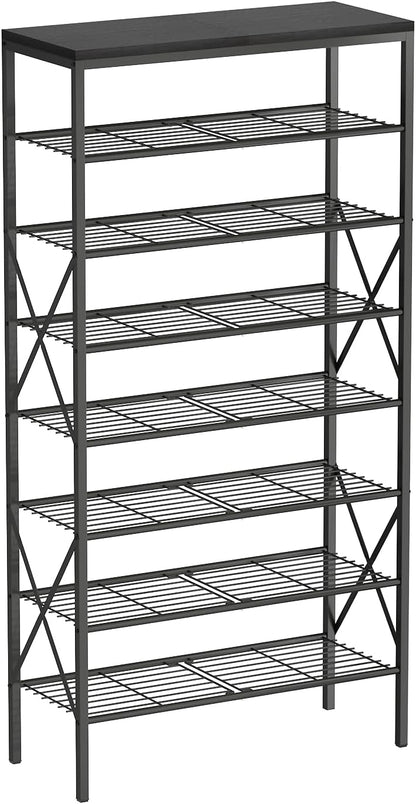 8 Tiers Tall Shoe Rack Organizer, Large Capacity Shoe Rack Holds 32 Pairs of Shoes, Durable and Stable, Adjustable Metal Shelf Stackable Shoe Shelf for Entryway, Hallway, Living Room, Closet
