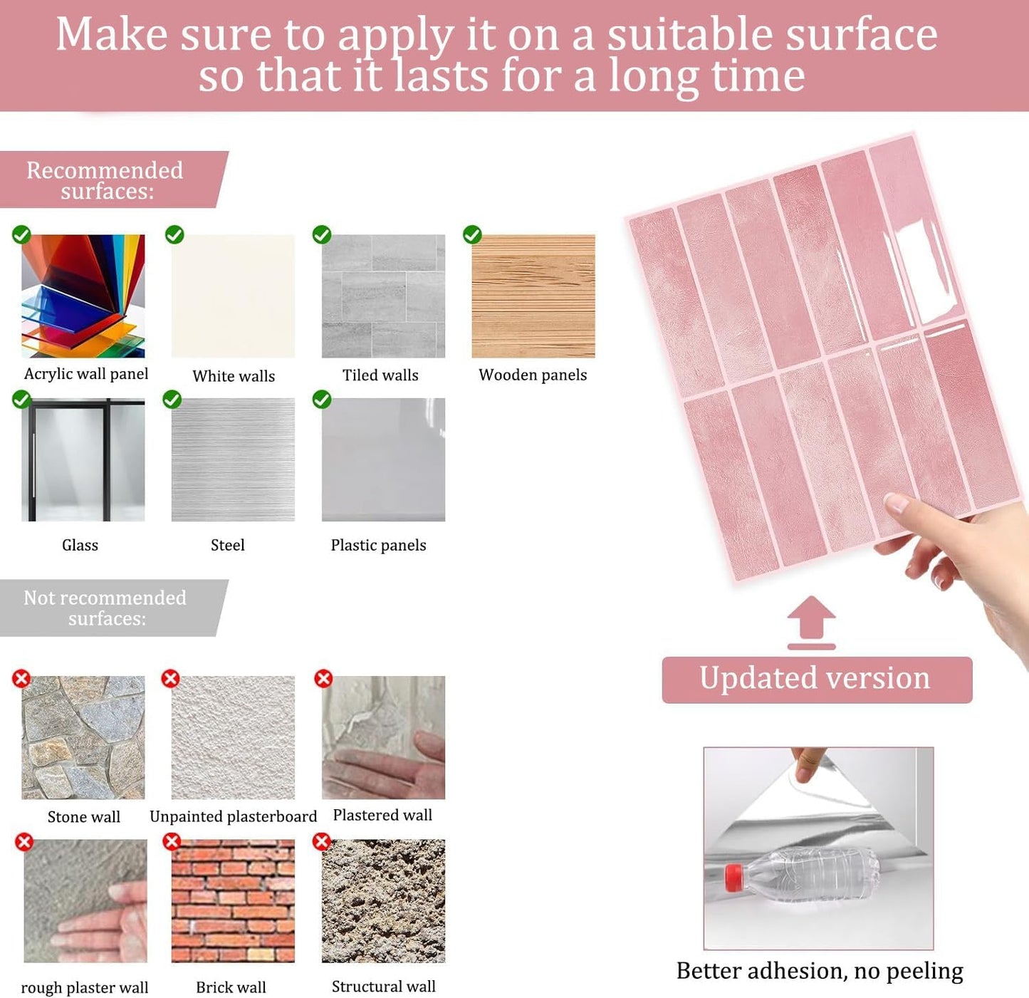 JOLOV 10 Pack Peel and Stick Backsplash Tiles, Waterproof 3D Stickers | Thicker self-adhesive 3D tile stickers for kitchen and bathroom walls; removable, waterproof and easy to install.