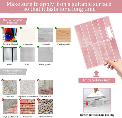 JOLOV 10 Pack Peel and Stick Backsplash Tiles, Waterproof 3D Stickers | Thicker self-adhesive 3D tile stickers for kitchen and bathroom walls; removable, waterproof and easy to install.