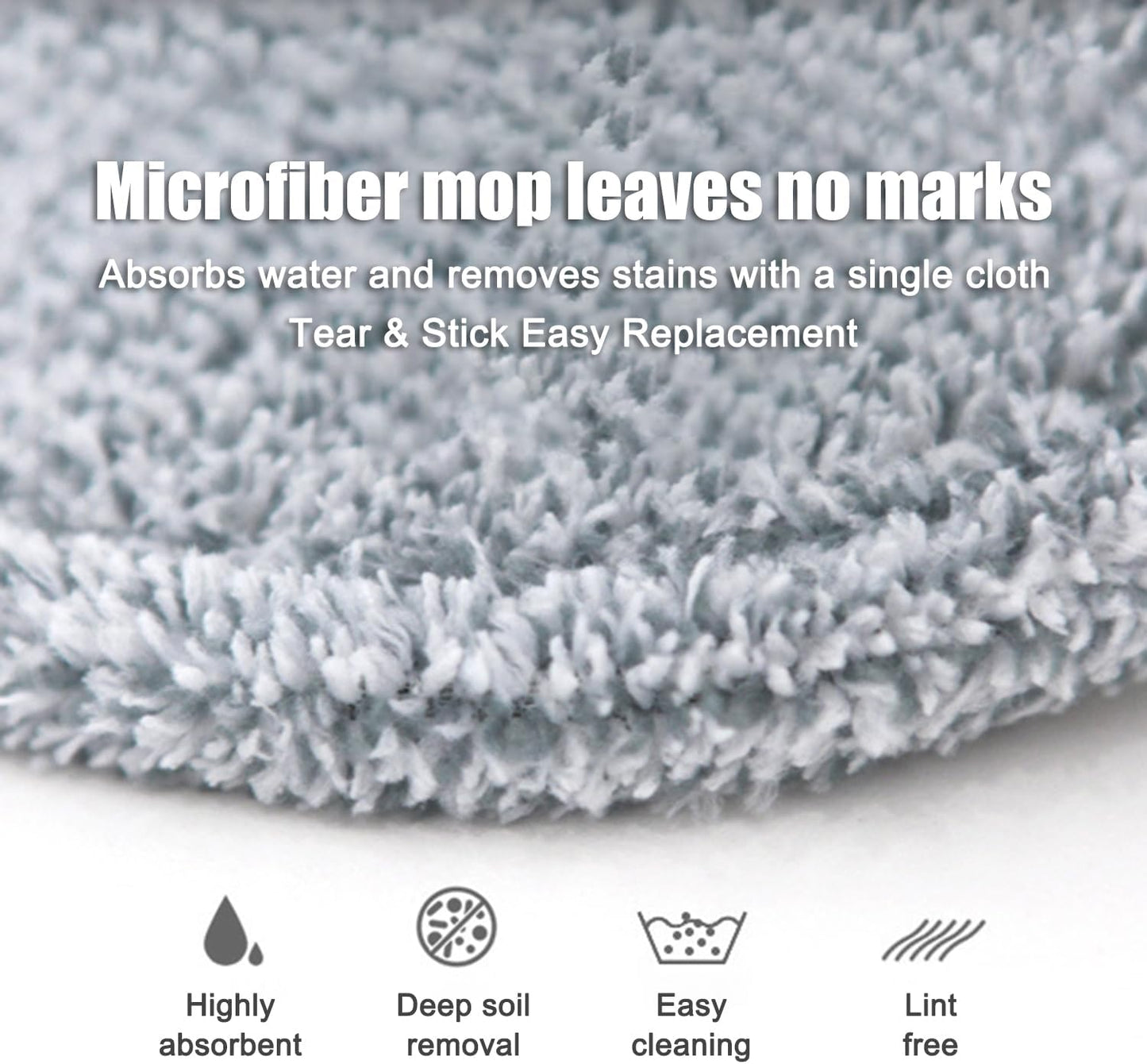 Spin Mop and Bucket Set with 2 Replaceable Microfiber Mop Pads with Self Separation Dirty and Clean Water System, Self Wringing 360° Rotating Square Mop Head for Hardwood Tile Marble Floors