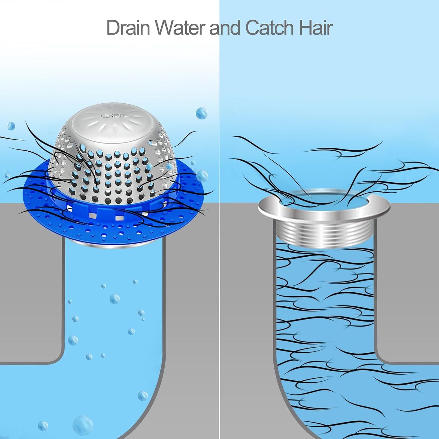 LEKEYE Drain Hair Catcher/Bathtub Drain Cover/Drain Protector for Pop-Up & Regular Drains(Patented Product)