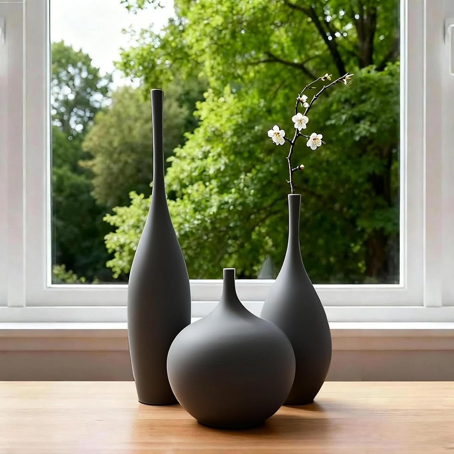 Relexome White Ceramic Vase Modern Boho Wabi-Sabi Flower Vase Set of 3 Decorative Aesthetic Vases for Centerpieces Pampas Matte Minimalist Vases for Living Room Table Shelf Home Decor Gift