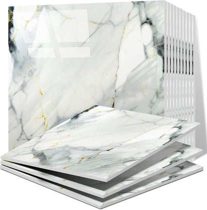 Vieshful 20pcs Peel and Stick Backsplash Tile，12"x12" Self Adhesive Marble Tile for Wall, PVC Waterproof Shower Wall Panels, Back Splash Stick on Tiles for Kitchen Bathroom Living Room (Not Real Tile)