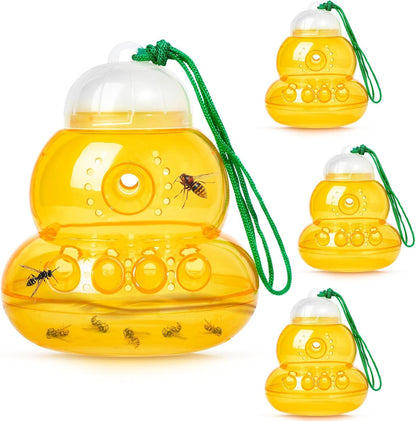 4 Pack Reusable Wasp Traps Outdoor Hanging | Yellow Jacket Trap Carpenter Bee Traps for Outside Hornet Trap Wasp Catcher for Outdoors, Wasps Killer Garden, Farm