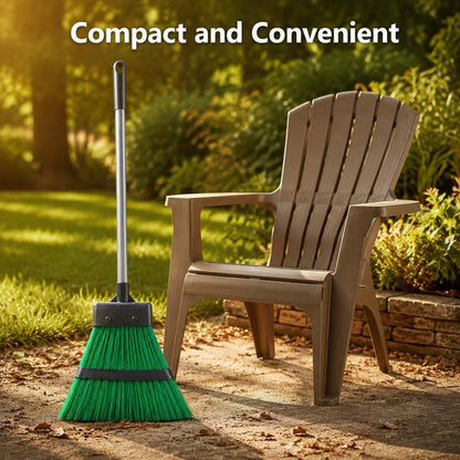 Heavy Duty Outdoor Broom with Retractable Handle for Yard Driveway Cleanup | stiff bristle construction, extendable handle, patio and deck sweeping, garage and driveway use, easy storage
