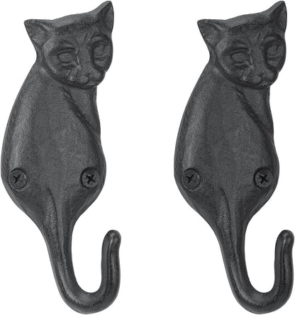Coat Hooks Wall Mounted, Rustic Bat Key Hook Holder, Heavy Duty Decorative Black Wall Hooks for Mudroom, Towels, Hat Rack, Purse Hooks, Cast Iron Decorative ‎Antique Black Hooks