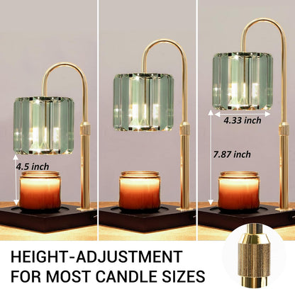 Yuichoy Candle Warmer Lamp with Timer, Dimmable Electric Candle Wamer Adjustable Height, Glass Modern Candles Melter Lamp, Gifts for Women Mom, Clear