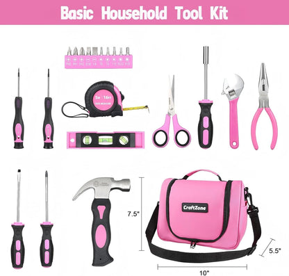 Blue Tool Set | Tool Bag with Shoulder Strap|Basic Tool Kit | 21-Piece Basic Household Hand Tool Kit | Home Repair Tool Set Bag for Dorm|Office|DIY|Desk|Apartment