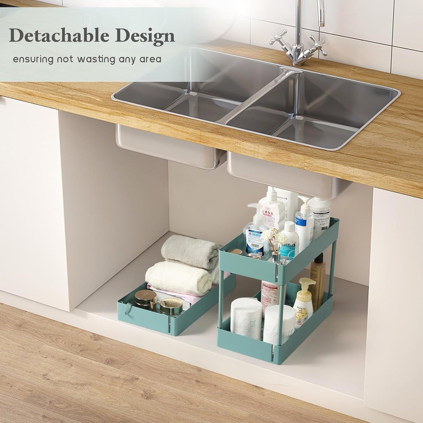 danpinera Storage Cart on Wheels, 3 Tier Slim Laundry with Wheels Bathroom Organizer with Hanging Cups Hooks Dividers Handle Mobile Rolling Art Cart for Bathroom Kitchen Narrow Places, White