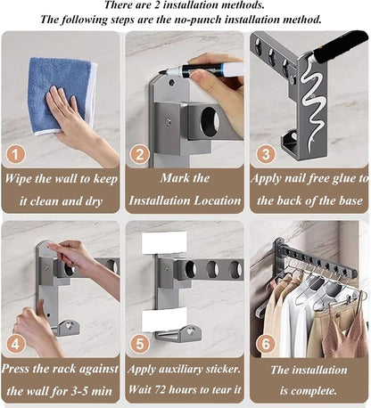 Stainless Steel Clothes Sock Drying Rack with 24 Clips, Swivel Hook Windproof Clothes Hanger Rack for Sock, Bras, Towel, Underwear, Laundry Clothes, Hat, Scarf, Pants, Gloves (Pink Clips)