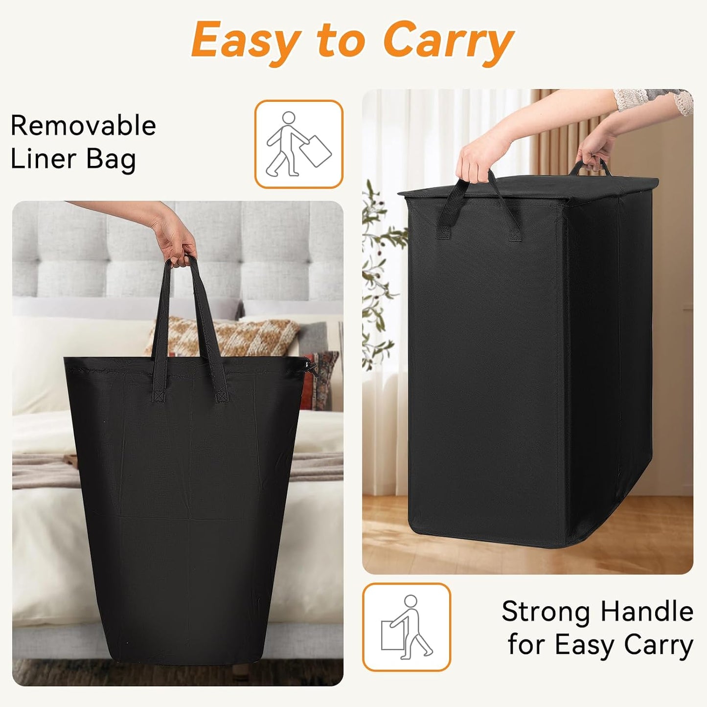 Chrislley 140L Laundry Hamper 2 Section, Double Laundry Basket with Lid, Large Dirty Clothes Hamper with Removable Liner Bags, Collapsible Laundry Organizer for Bedroom, Dorm,Beige