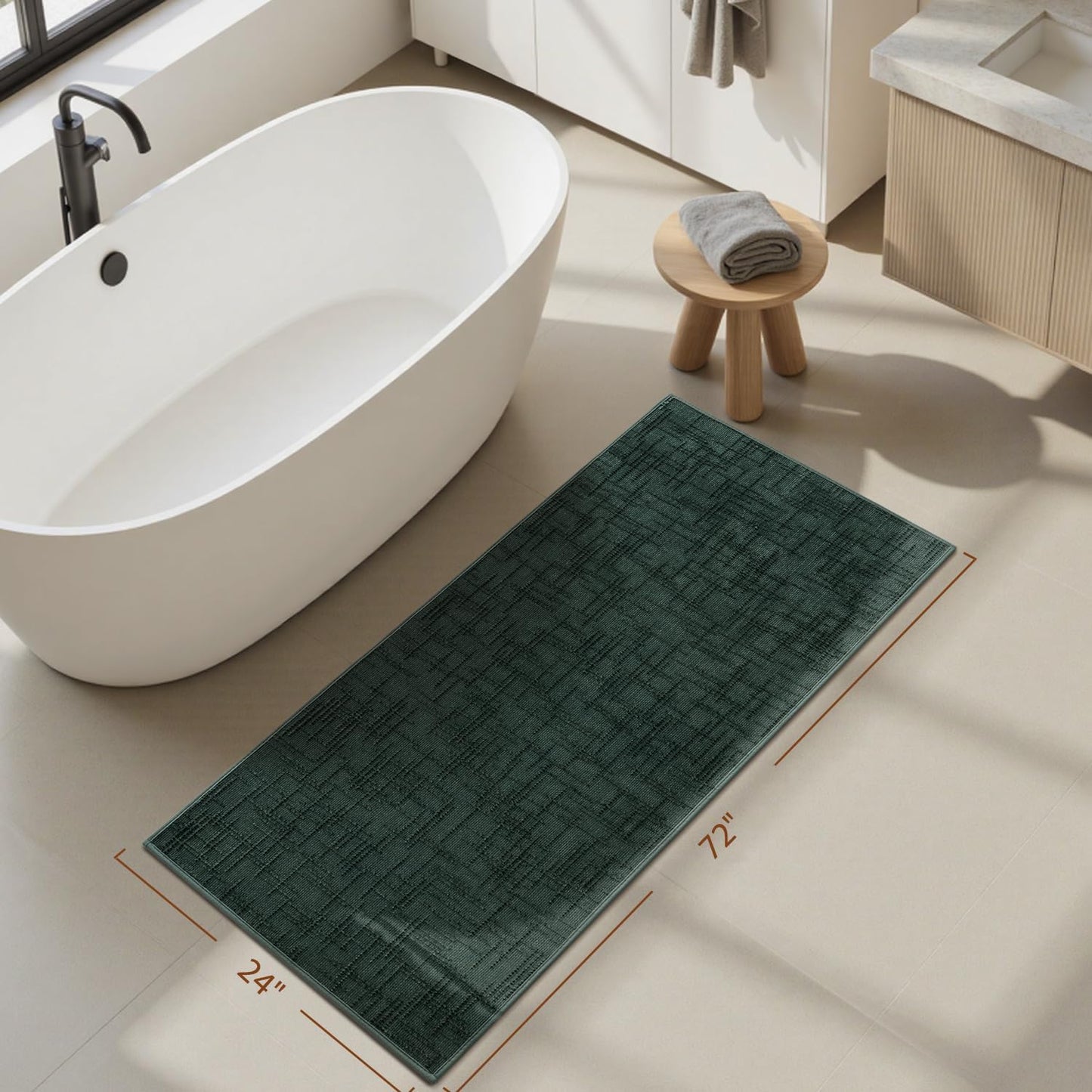 AMOAMI Bath Mat Non Slip Super Absorbent Quick Dry Bath Mats for Bathroom Floor Rubber Backing Washable Bathroom Rugs Modern Woven Jacquard Mat, Beside Tub Bath Rugs, 17" x 24", LightGrey