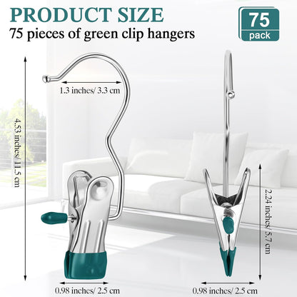 Yinder 150 Pcs Boot Hangers Clips Laundry Hooks Hanging Stainless Steel Clothes Pins Portable Clip Hangers for Closet Travel Socks Pants Handbags Hats Towels (Beige)