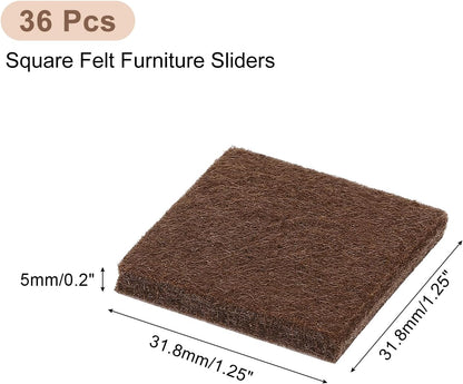 uxcell Furniture Pads, 36Pcs 1.5" - Square Self Adhesive Felt Furniture Pads, Floor Protectors for Furniture Feet Chairs Legs Hardwood Floors (Black)