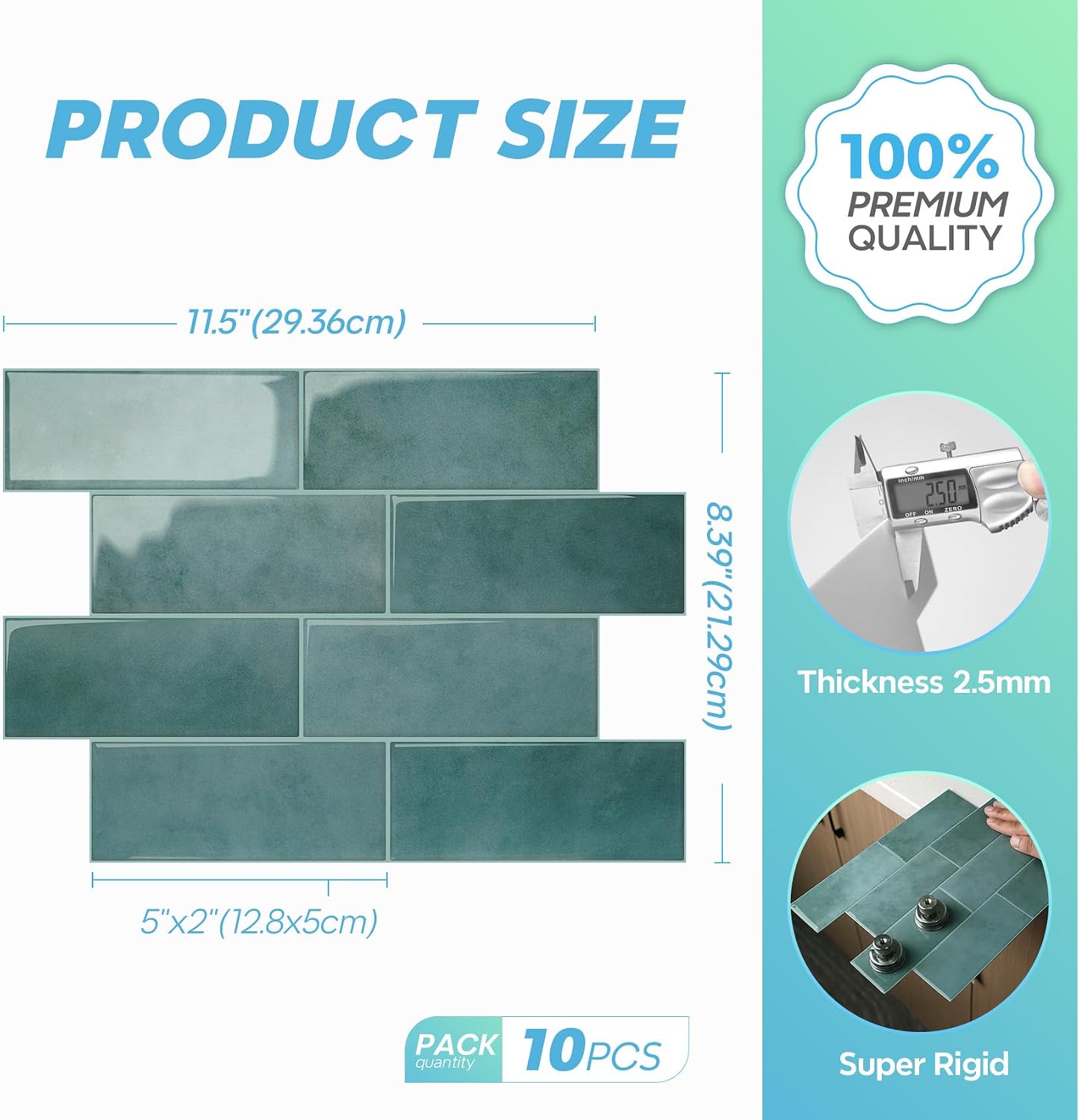 STICKGOO 10 Sheets Subway Tile Peel and Stick Backsplash, Extra Thick 3D Wall Tiles with Commercial-Grade Adhesive for Kitchen, Bathroom, Laundry Room,11.56"x8.38"(White)