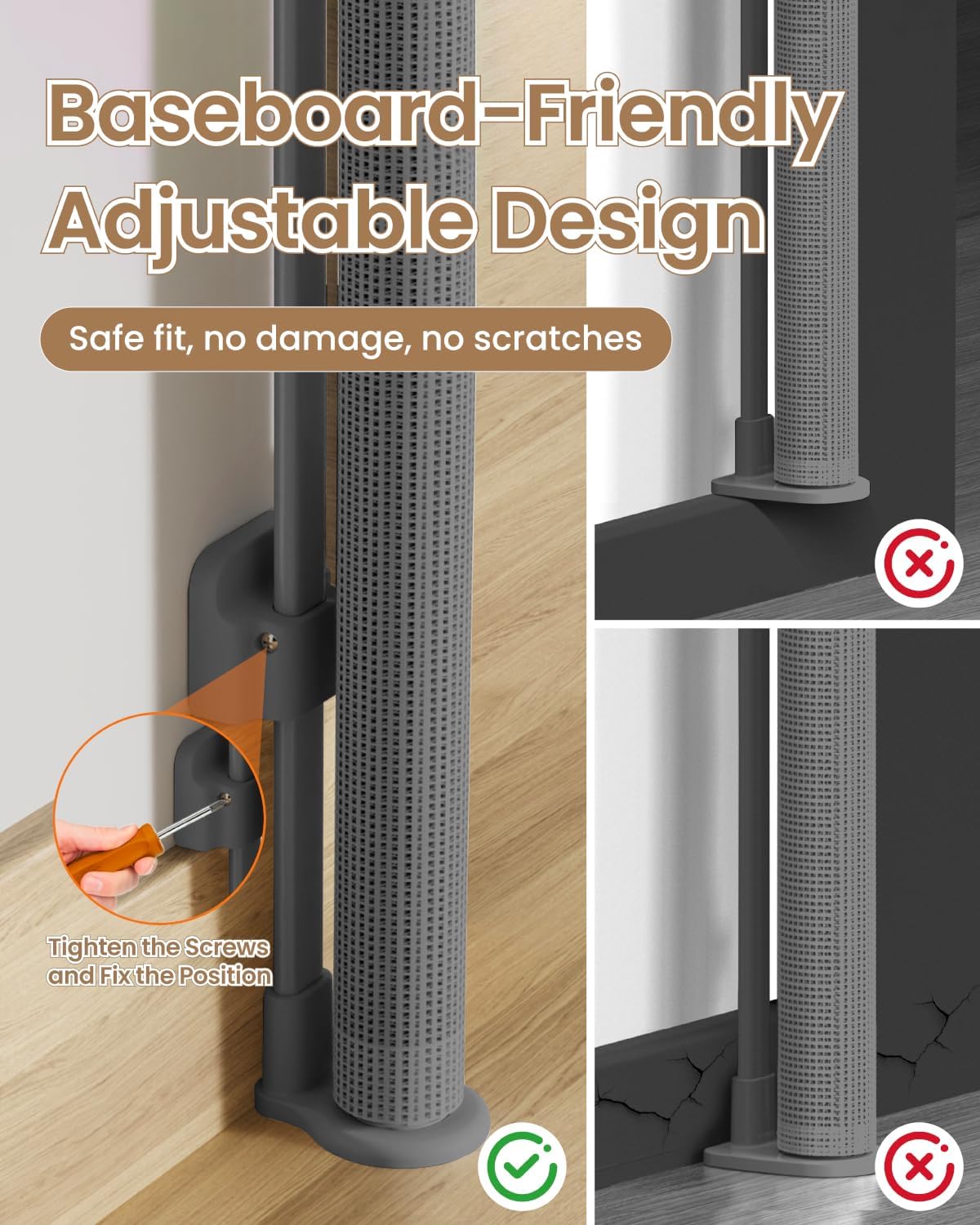 Retractable Baby Gate, 55" Wide Reinforced Mesh Baby Gate with 4 Fiberglass Support Rods for a Tighter Fit, 34" Tall Retractable Dog Gate for Stairways, Hallways and Doorways, Black