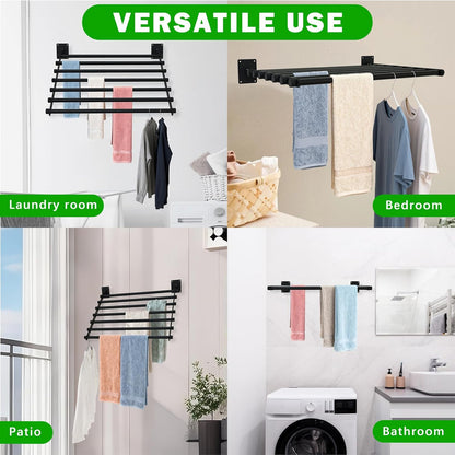 Wall Mounted Drying Rack, 28 Inches Wall Laundry Drying Rack Collapsible Indoor Clothes Drying Rack for Hanging Clothes