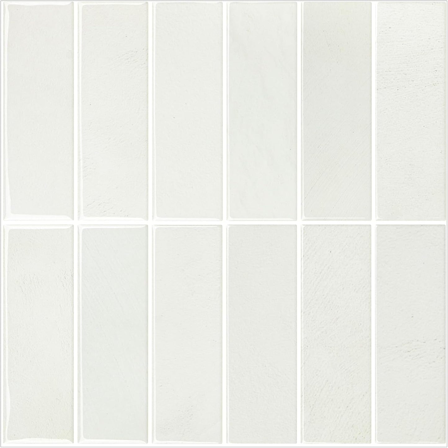 Peel and Stick Subway Backsplash Tiles, 5 Pack, 12 x 12 in, Almond | extra thick 3D wall panels, heat and water resistant wall panels, easy DIY kitchen, bathroom, laundry, fireplace wall décor
