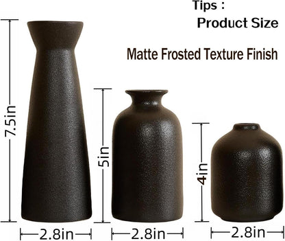 Ceramic Vase,Small Vases for Decor,Set 3 Modern Boho Vases for Flower Pampas,Fit for Living Room Desk Shelf Decor (Beige)
